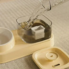 Cat Water Fountain with Feeder Bowl USB Mute Electric Automatic Pet Water Dispenser Recirculating Filter Water Bowl for