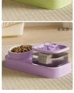 Cat Water Fountain with Feeder Bowl USB Mute Electric Automatic Pet Water Dispenser Recirculating Filter Water Bowl for