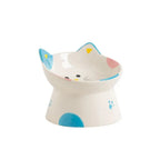Ceramic Cat Bowl Flat/Slanted Mouth Cervical Spine Protection Cat Elevated Bowl Handmade Anti Tipping Pet Food Bowl