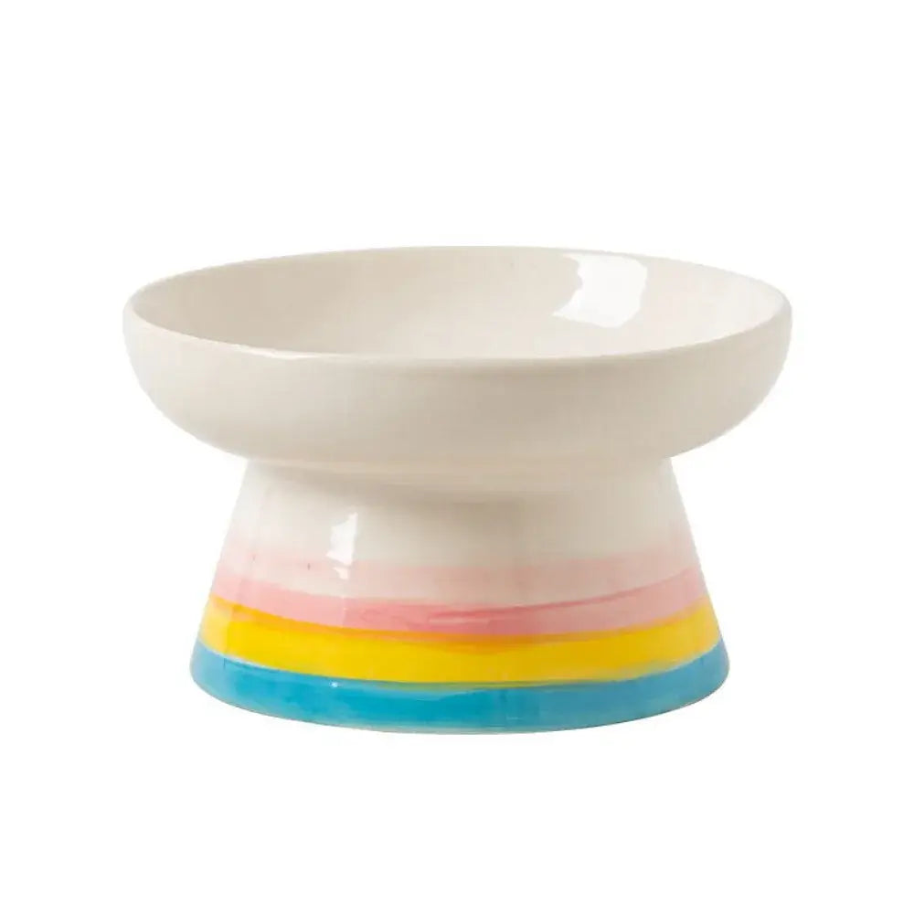 Ceramic Cat Bowl Flat/Slanted Mouth Cervical Spine Protection Cat Elevated Bowl Handmade Anti Tipping Pet Food Bowl