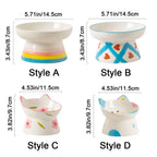 Ceramic Cat Bowl Flat/Slanted Mouth Cervical Spine Protection Cat Elevated Bowl Handmade Anti Tipping Pet Food Bowl