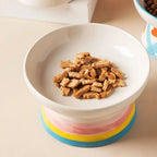 Ceramic Cat Bowl Flat/Slanted Mouth Cervical Spine Protection Cat Elevated Bowl Handmade Anti Tipping Pet Food Bowl