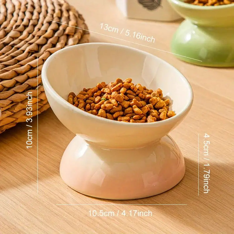 Ceramic Cat Bowl Pet Accessories Drink Water Bowl Diagonal High Feet Cute Protection Cervical Spine Cat Bowl Pet