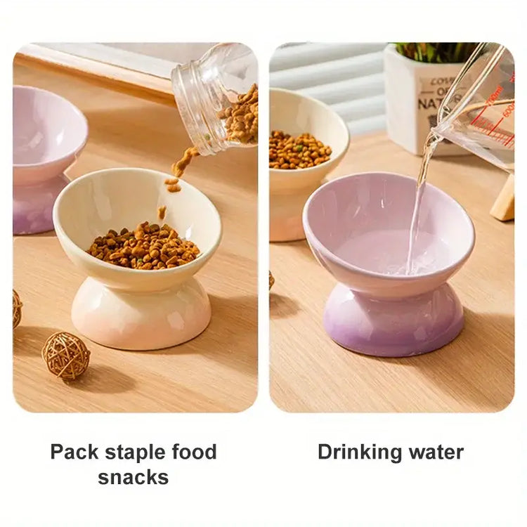 Ceramic Cat Bowl Pet Accessories Drink Water Bowl Diagonal High Feet Cute Protection Cervical Spine Cat Bowl Pet