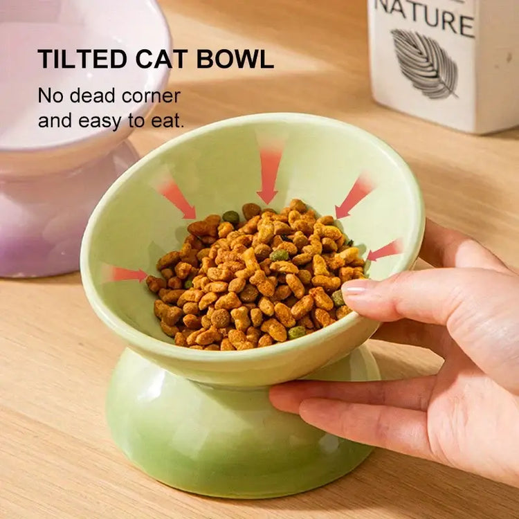 Ceramic Cat Bowl Pet Accessories Drink Water Bowl Diagonal High Feet Cute Protection Cervical Spine Cat Bowl Pet