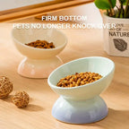 Ceramic Cat Bowl Pet Accessories Drink Water Bowl Diagonal High Feet Cute Protection Cervical Spine Cat Bowl Pet