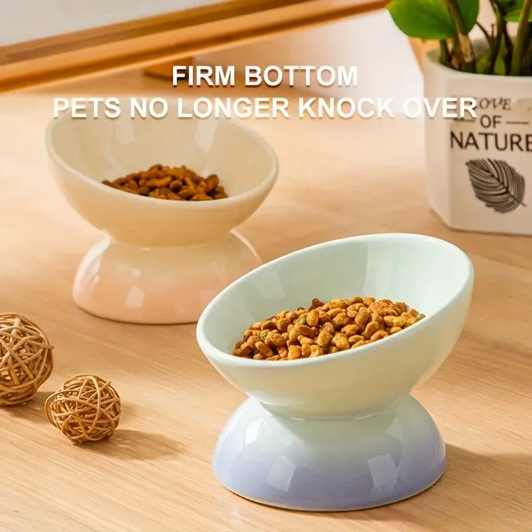 Ceramic Cat Bowl Pet Accessories Drink Water Bowl Diagonal High Feet Cute Protection Cervical Spine Cat Bowl Pet