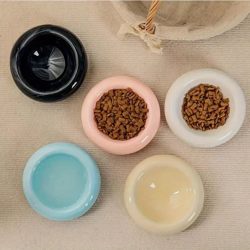 Ceramic cat bowl pet bowl cat bowl donut dispenser Dudu cat bowl cat food bowl spill proof water bowl snack bowl