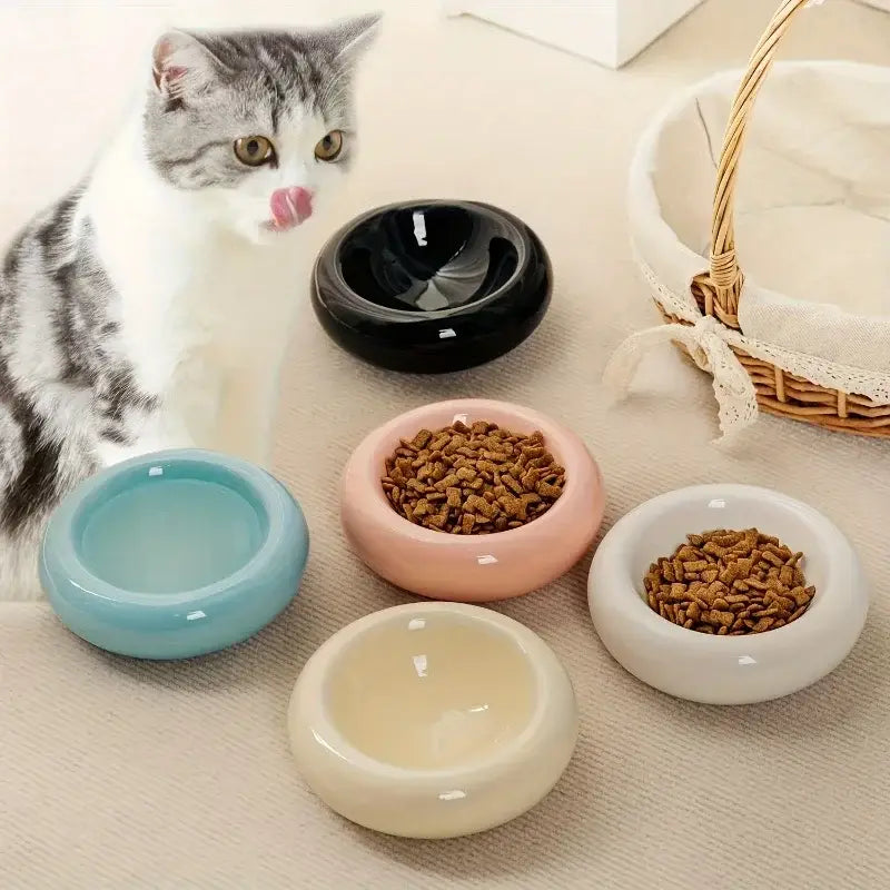 Ceramic cat bowl pet bowl cat bowl donut dispenser Dudu cat bowl cat food bowl spill proof water bowl snack bowl