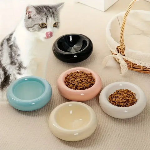 Ceramic cat bowl pet bowl cat bowl donut dispenser Dudu cat bowl cat food bowl spill proof water bowl snack bowl