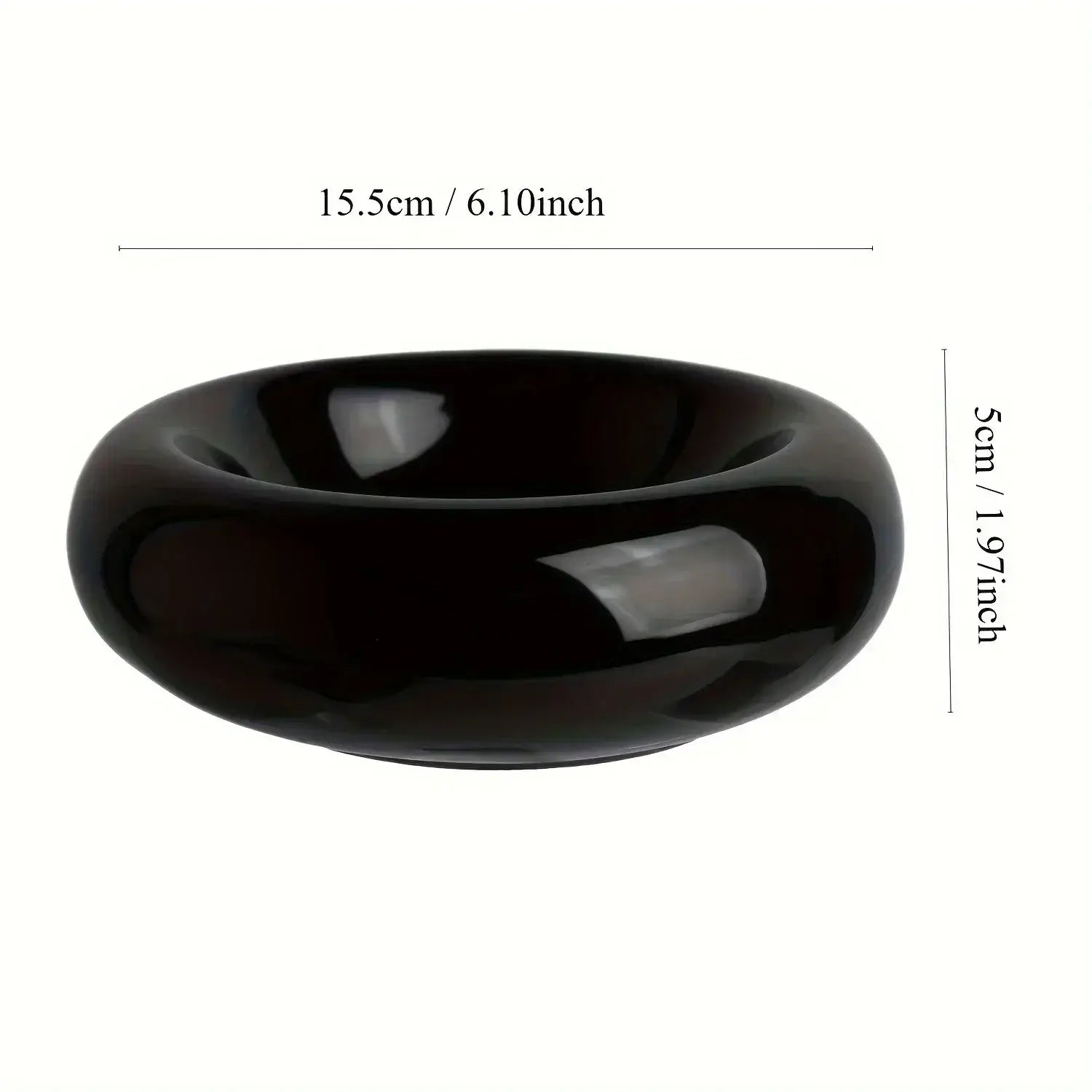 Ceramic cat bowl pet bowl cat bowl donut dispenser Dudu cat bowl cat food bowl spill proof water bowl snack bowl - Black
