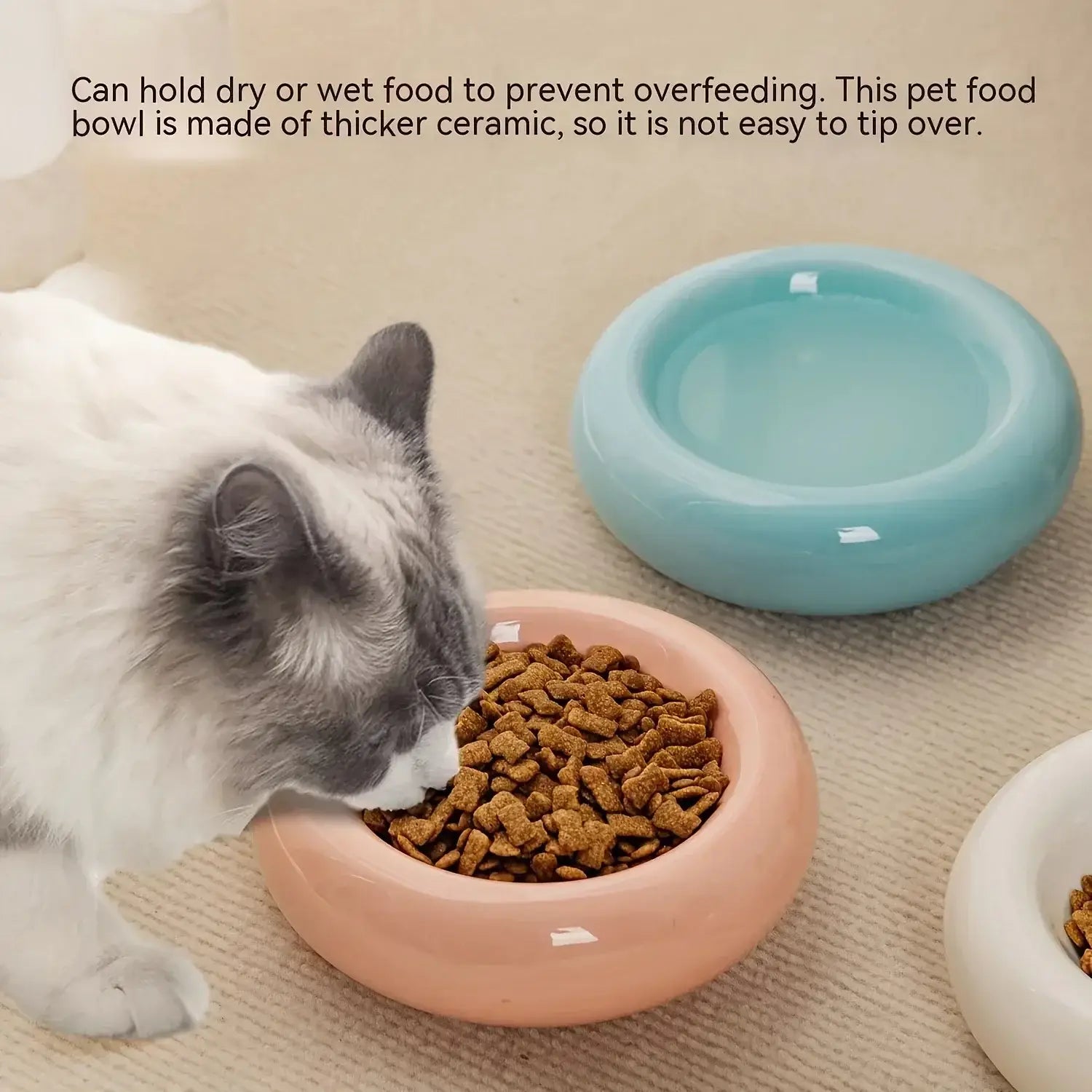 Ceramic cat bowl pet bowl cat bowl donut dispenser Dudu cat bowl cat food bowl spill proof water bowl snack bowl