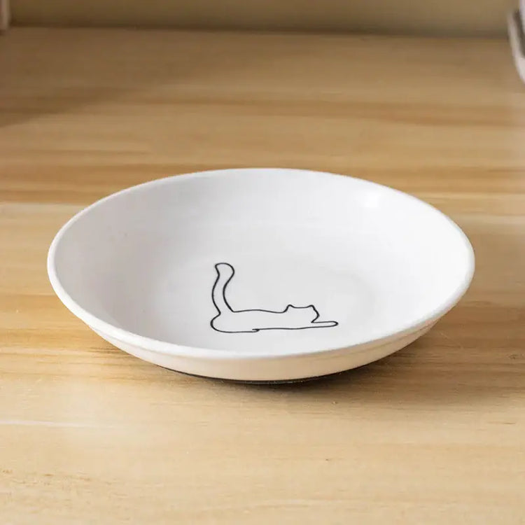 Ceramic Cat Plates With Silicone Anti Slip Pad Pet Cat Snack Bowl Cute Kitten Food Bowl Pet Kitten Water Bowl Pet