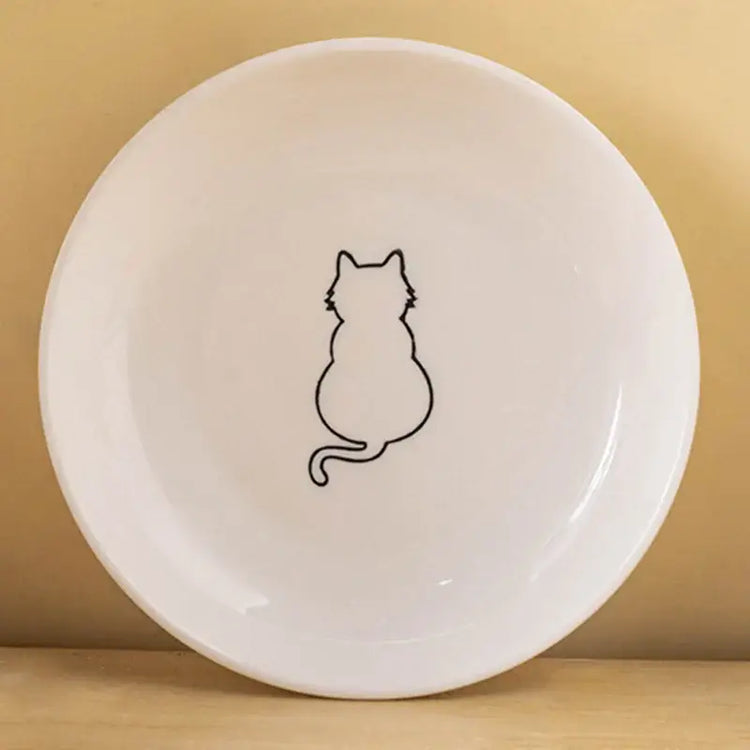 Ceramic Cat Plates With Silicone Anti Slip Pad Pet Cat Snack Bowl Cute Kitten Food Bowl Pet Kitten Water Bowl Pet