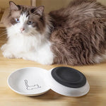 Ceramic Cat Plates With Silicone Anti Slip Pad Pet Cat Snack Bowl Cute Kitten Food Bowl Pet Kitten Water Bowl Pet