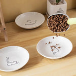 Ceramic Cat Plates With Silicone Anti Slip Pad Pet Cat Snack Bowl Cute Kitten Food Bowl Pet Kitten Water Bowl Pet