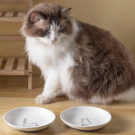 Ceramic Cat Plates With Silicone Anti Slip Pad Pet Cat Snack Bowl Cute Kitten Food Bowl Pet Kitten Water Bowl Pet