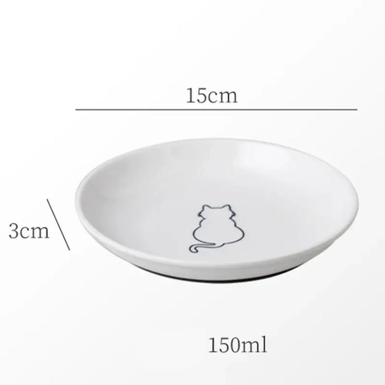 Ceramic Cat Plates With Silicone Anti Slip Pad Pet Cat Snack Bowl Cute Kitten Food Bowl Pet Kitten Water Bowl Pet