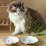Ceramic Cat Plates With Silicone Anti Slip Pad Pet Cat Snack Bowl Cute Kitten Food Bowl Pet Kitten Water Bowl Pet