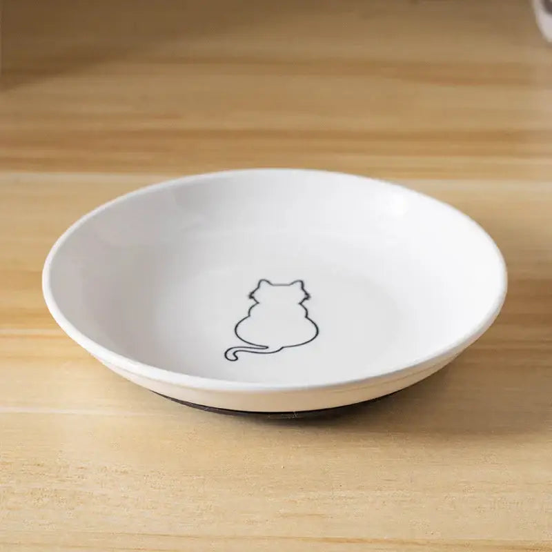 Ceramic Cat Plates With Silicone Anti Slip Pad Pet Cat Snack Bowl Cute Kitten Food Bowl Pet Kitten Water Bowl Pet
