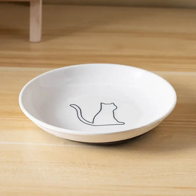 Ceramic Cat Plates With Silicone Anti Slip Pad Pet Cat Snack Bowl Cute Kitten Food Bowl Pet Kitten Water Bowl Pet