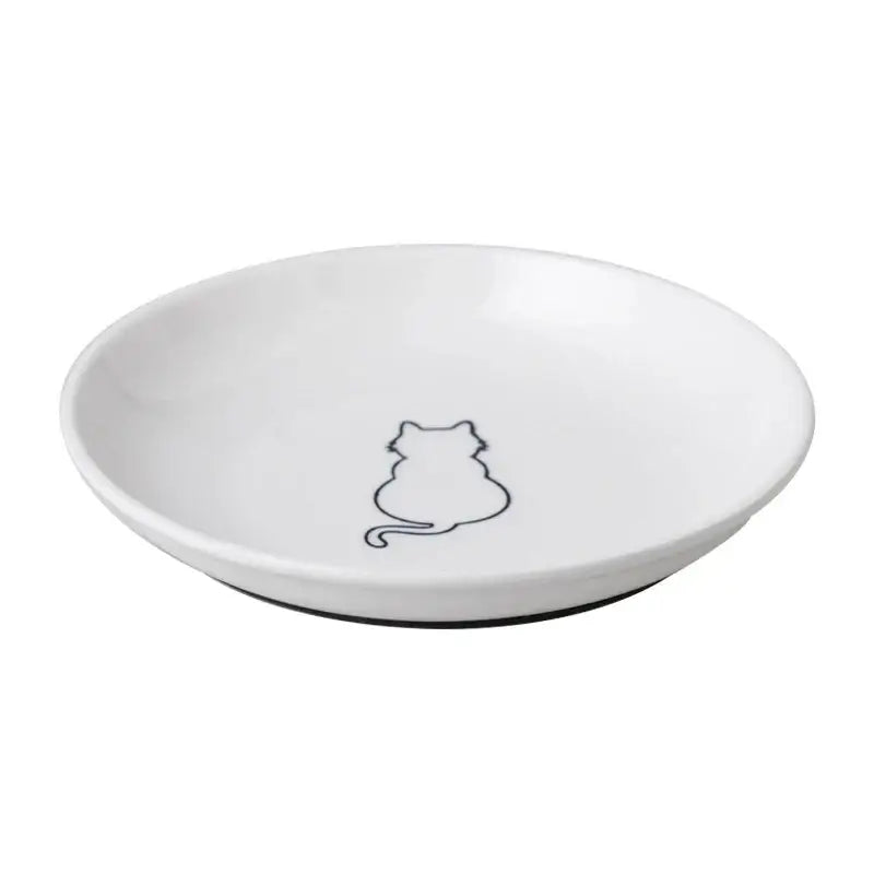 Ceramic Food Bowl for Cats; Anti-Skid Silicone Pad; Appealing Kitten Dish; Pet Feeding Essentials
