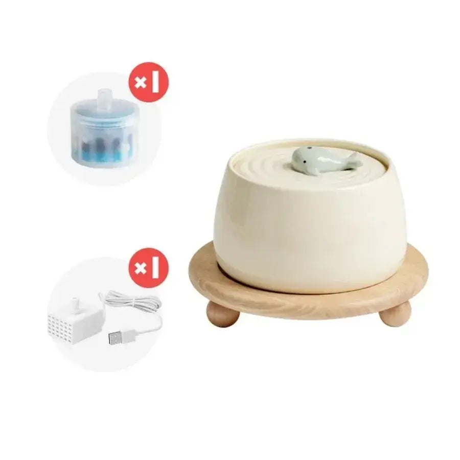 Ceramic Water Fountain Cat Charging Pet Water Feeders Dogs Automatic Circulating Filtration Flow Water Dispenser Cat