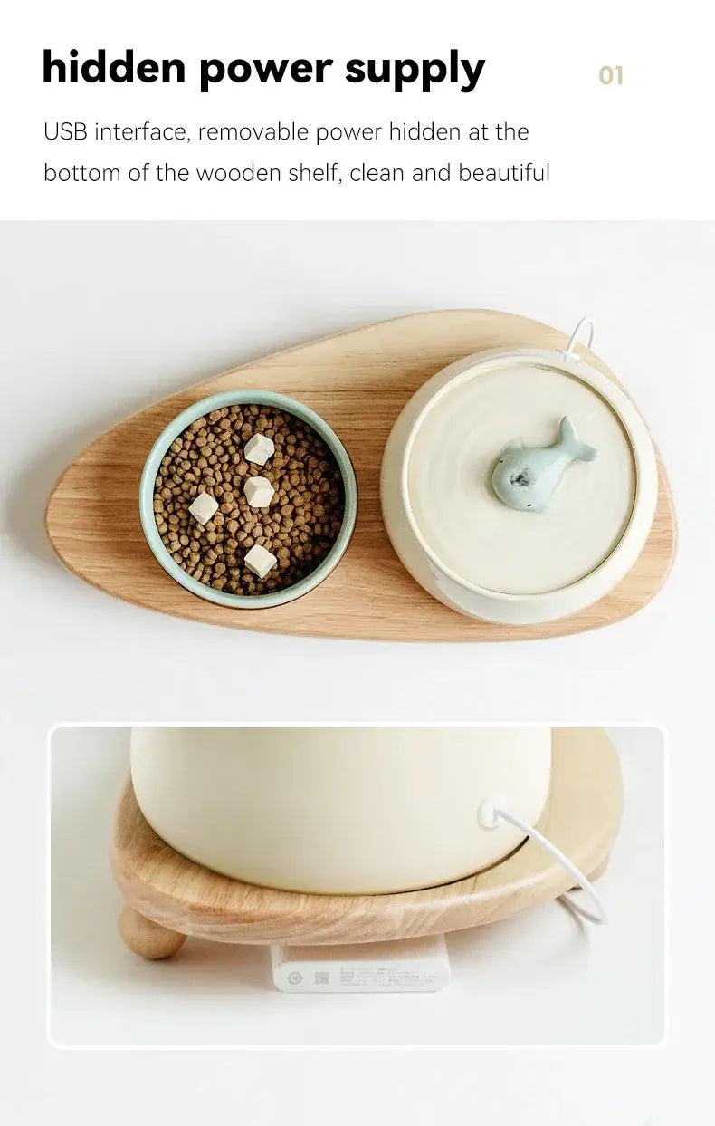 Ceramic Water Fountain Cat Charging Pet Water Feeders Dogs Automatic Circulating Filtration Flow Water Dispenser Cat
