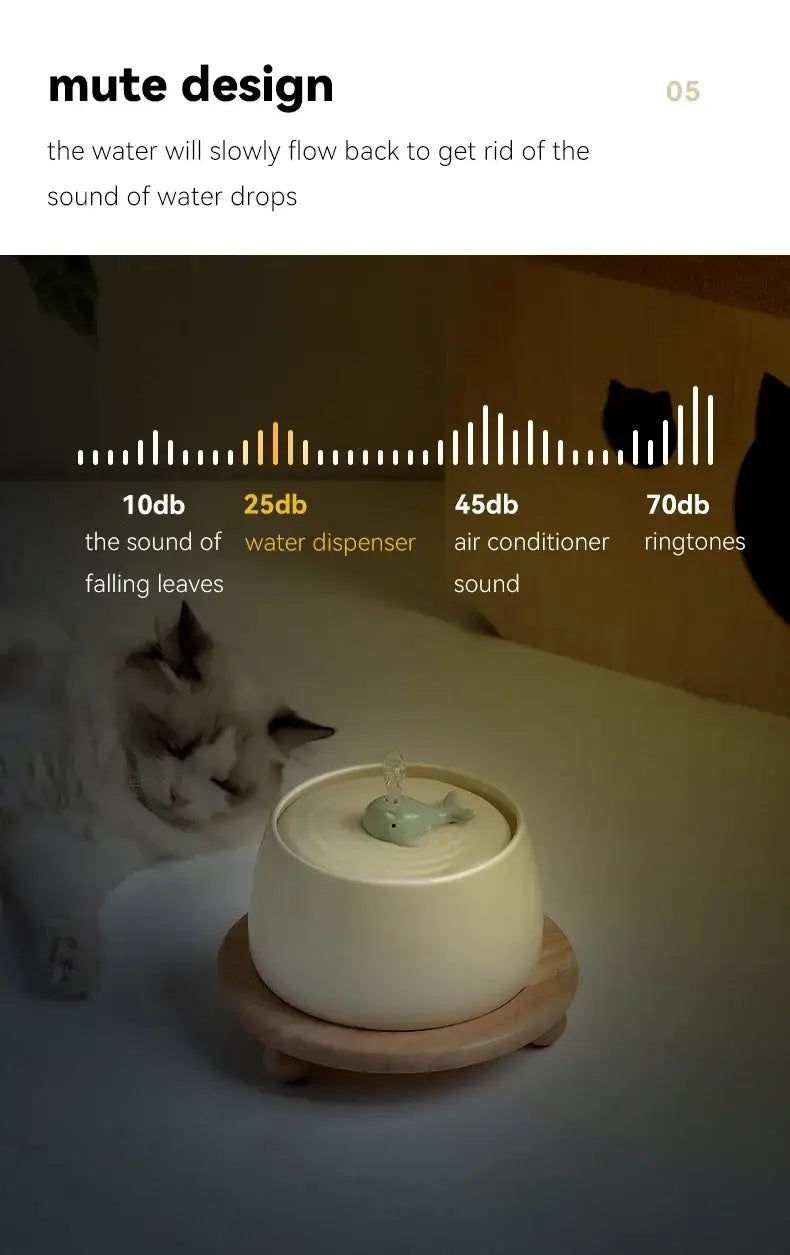 Ceramic Water Fountain Cat Charging Pet Water Feeders Dogs Automatic Circulating Filtration Flow Water Dispenser Cat