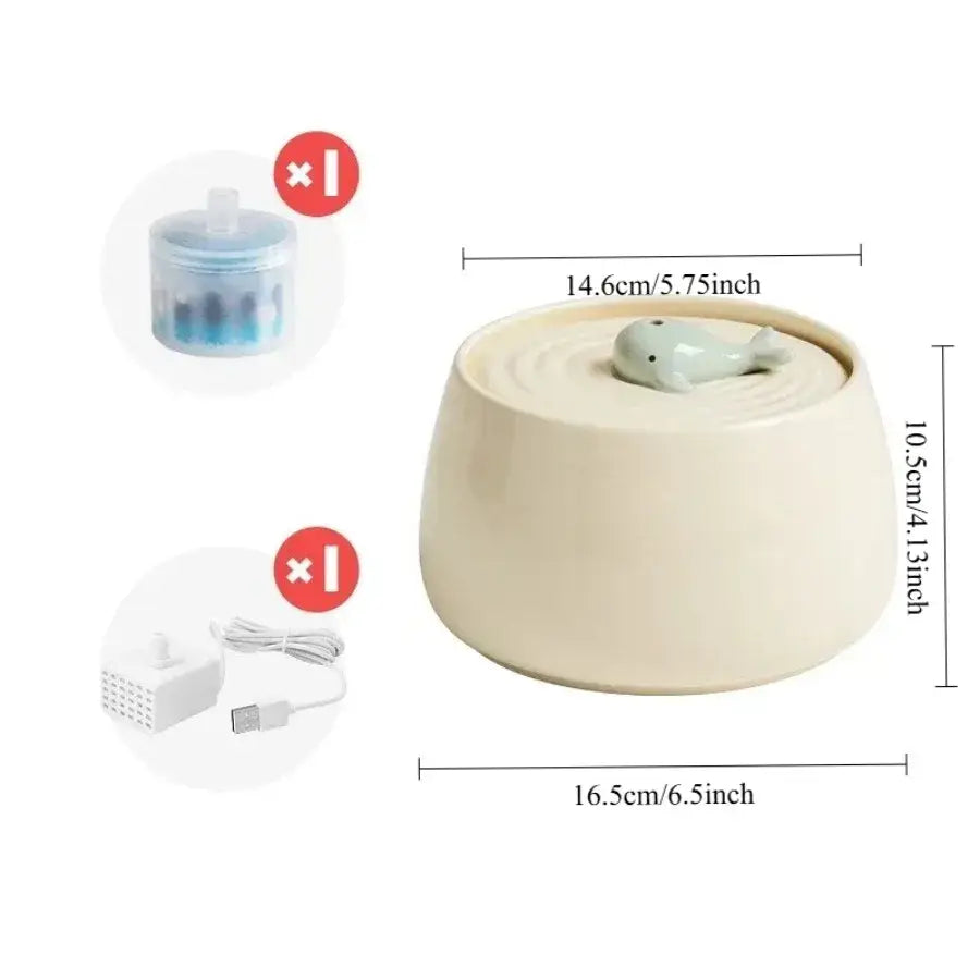 Ceramic Water Fountain Cat Charging Pet Water Feeders Dogs Automatic Circulating Filtration Flow Water Dispenser Cat