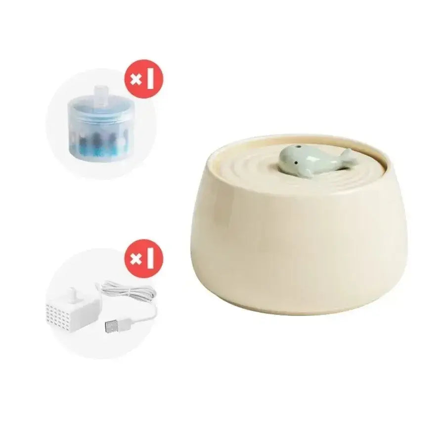 Ceramic Water Fountain Cat Charging Pet Water Feeders Dogs Automatic Circulating Filtration Flow Water Dispenser Cat