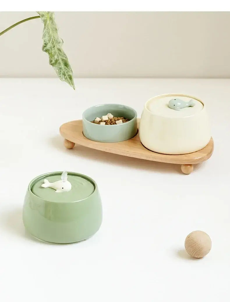 Ceramic Water Fountain Cat Charging Pet Water Feeders Dogs Automatic Circulating Filtration Flow Water Dispenser Cat