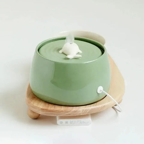 Ceramic Water Fountain Cat Charging Pet Water Feeders Dogs Automatic Circulating Filtration Flow Water Dispenser Cat