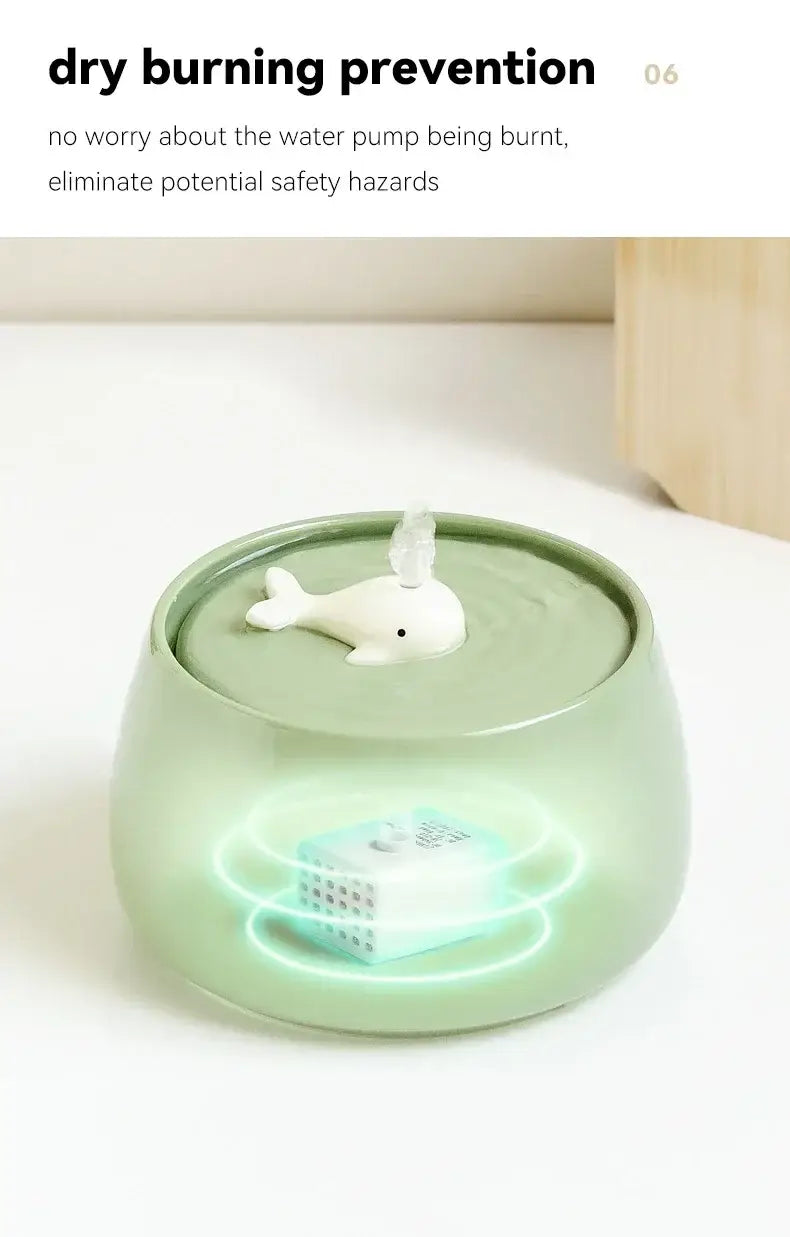 Ceramic Water Fountain Cat Charging Pet Water Feeders Dogs Automatic Circulating Filtration Flow Water Dispenser Cat