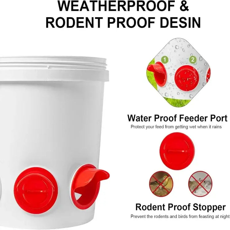 Chicken Feeder DIY Rainproof Poultry Feeder Port Reduce Spillage Food Farm Chicken Duck Food Hole Kit Troughs Opener