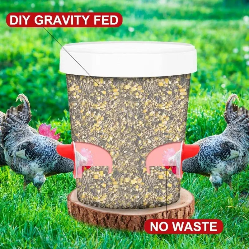 Chicken Feeder DIY Rainproof Poultry Feeder Port Reduce Spillage Food Farm Chicken Duck Food Hole Kit Troughs Opener