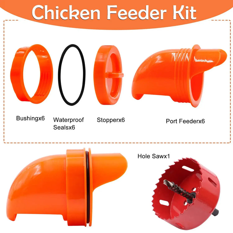 Chicken Feeder DIY Rainproof Poultry Feeder Port Reduce Spillage Food Farm Chicken Duck Food Hole Kit Troughs Opener