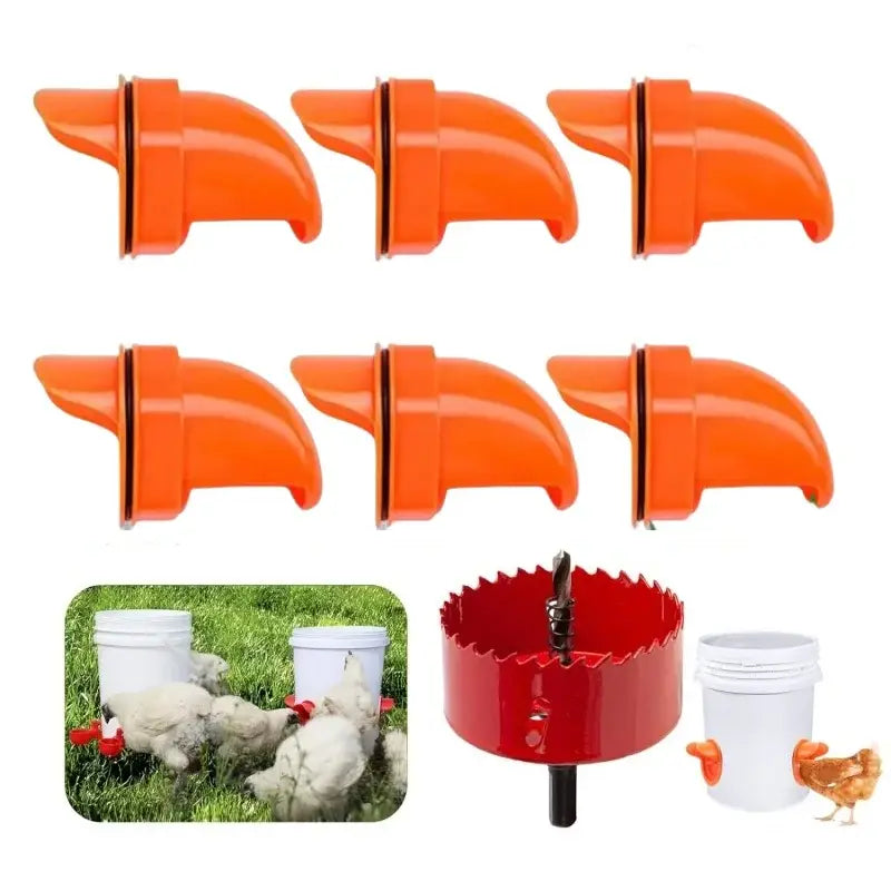 Chicken Feeder DIY Rainproof Poultry Feeder Port Reduce Spillage Food Farm Chicken Duck Food Hole Kit Troughs Opener