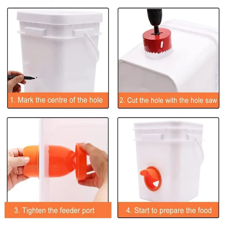 Chicken Feeder DIY Rainproof Poultry Feeder Port Reduce Spillage Food Farm Chicken Duck Food Hole Kit Troughs Opener