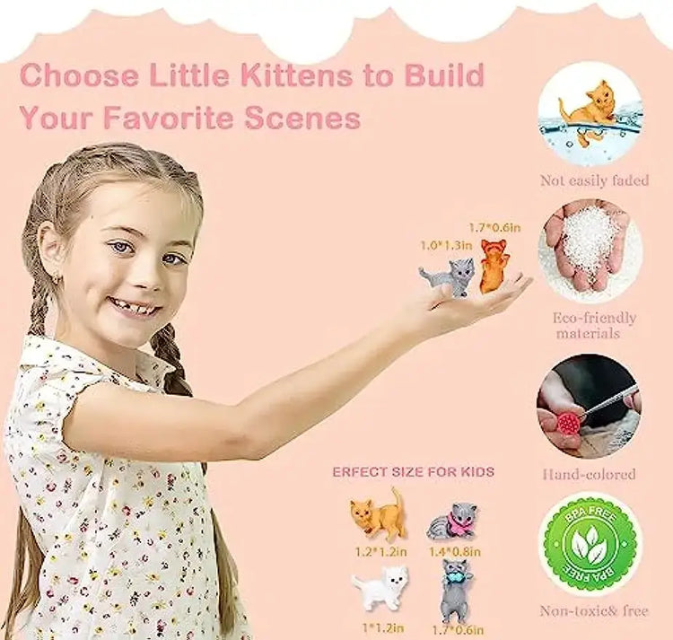Children’s Cat Toys Pretend Toys Cat Character Toy Set Children’s Toys Interactive Cat Role Playing Realistic Cat Care