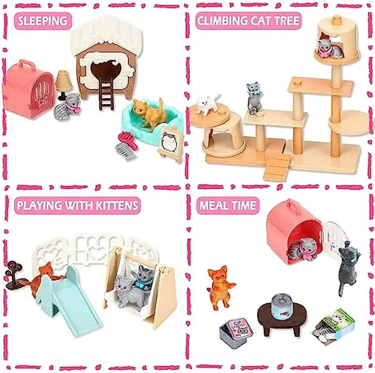 Children’s Cat Toys Pretend Toys Cat Character Toy Set Children’s Toys Interactive Cat Role Playing Realistic Cat Care
