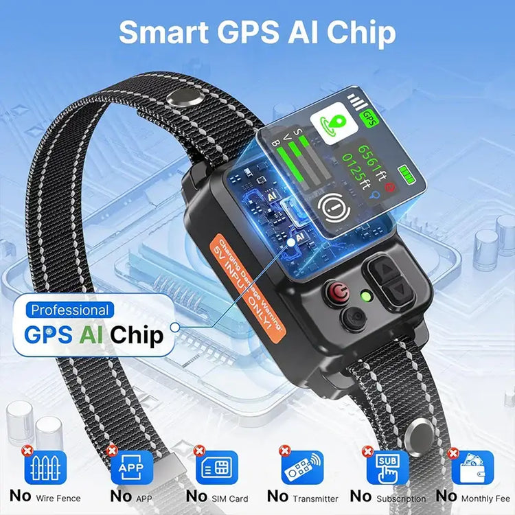 Clôture GPS pour animaux de compagnie et dispositif anti-aboiements - black