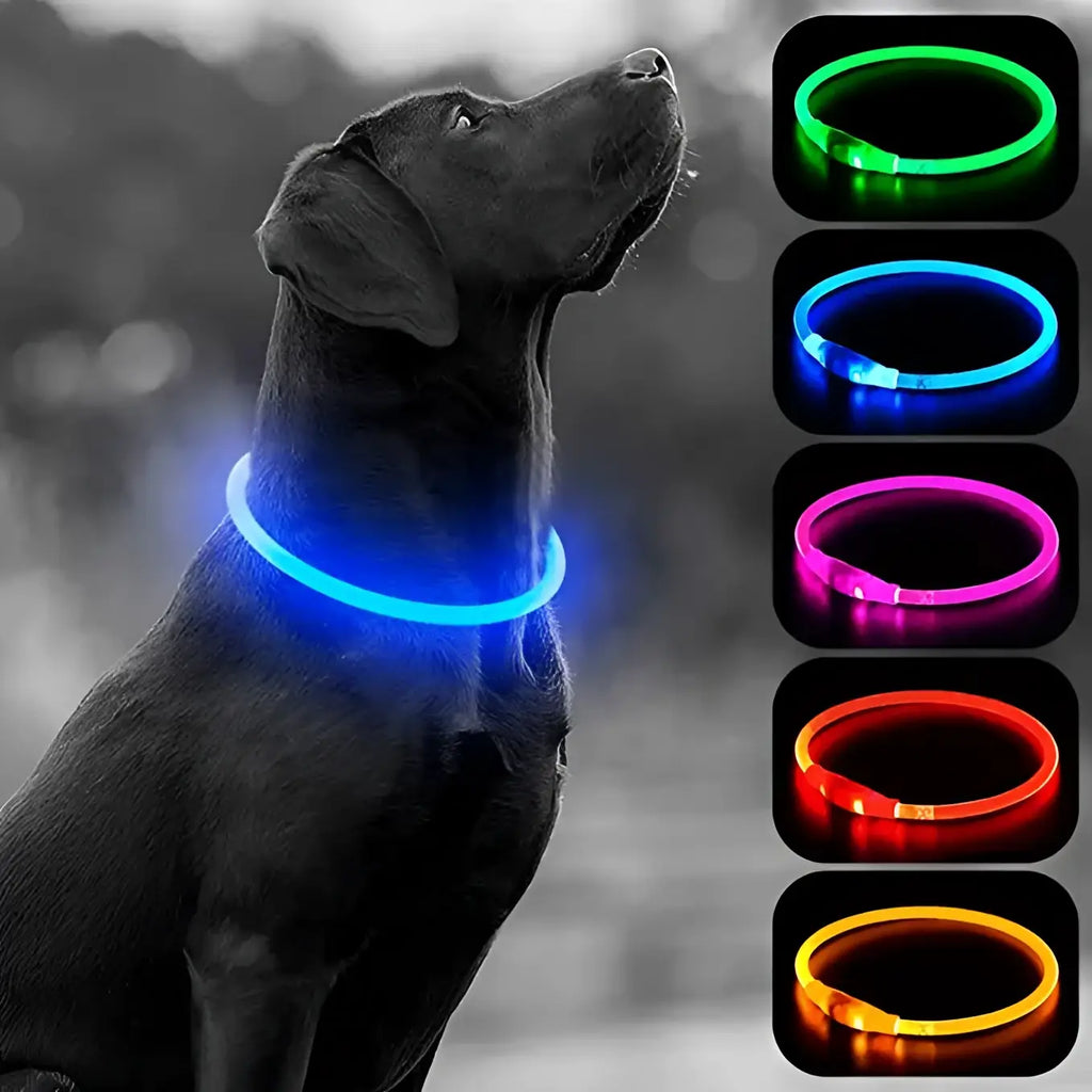 Led Luminous Dog Collar Light USB Charging Necklace Flashing DIY Glowing Safety Anti Lost Cat Dogs Collar Accessories