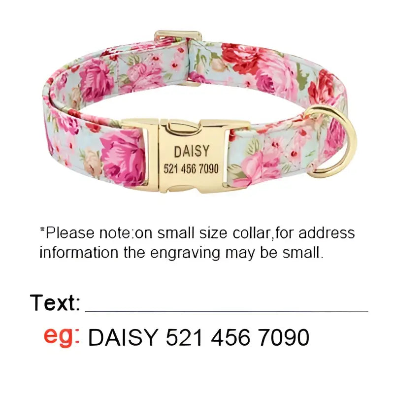 Collier pour chien personnalisé à fleurs