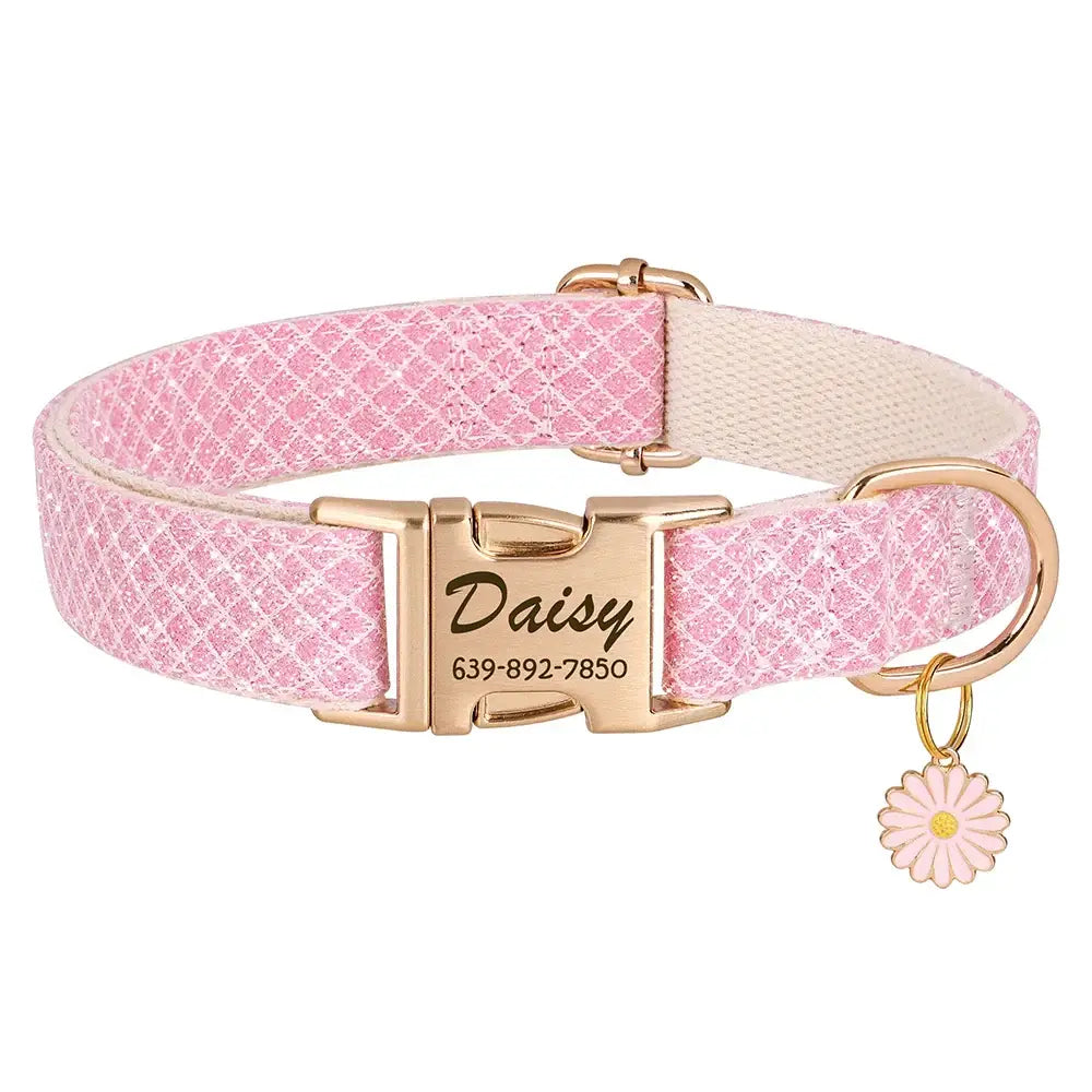 Collier de chien Bling personnalisé - Pink / L