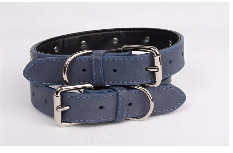 Pet Collar for Medium and Large Dogs Adjustable Metal Accessories Snow Leather Dog Collar Dog Accessories Dog Walking