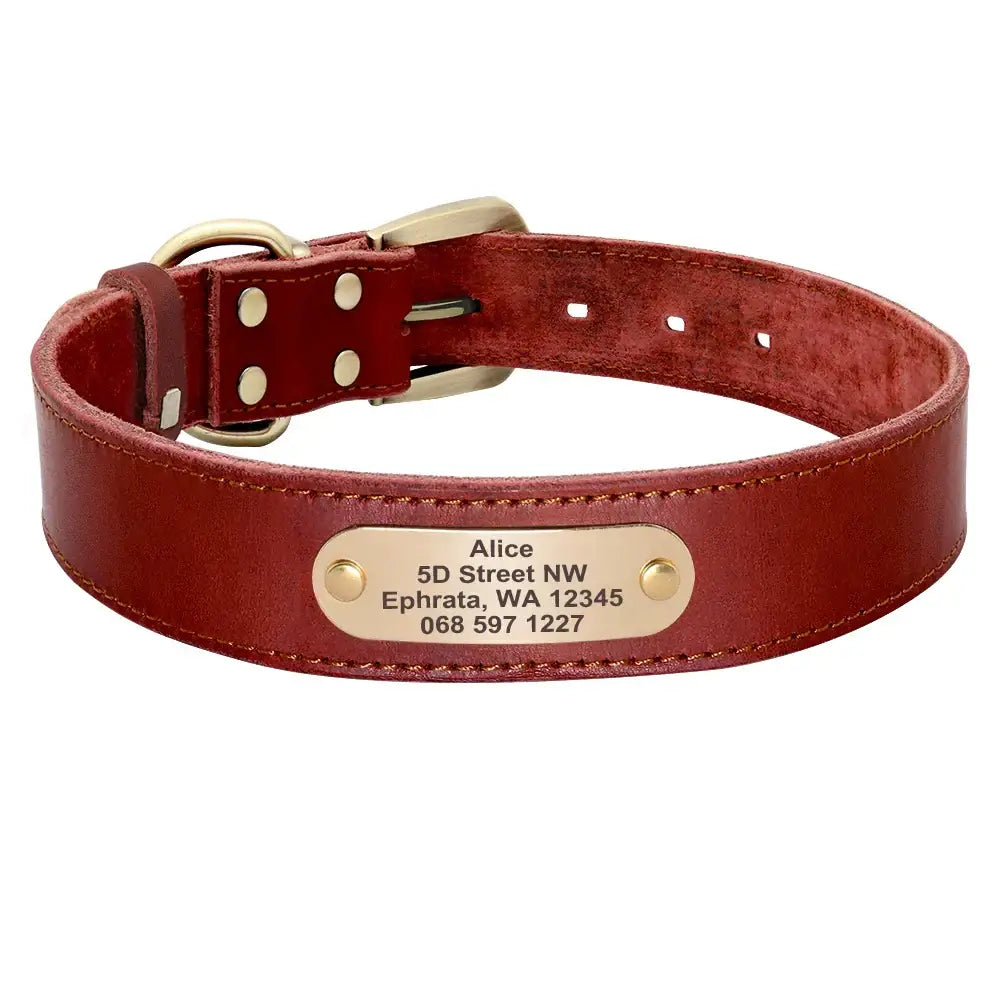 Collier et laisse en cuir sur mesure pour chien - Red Collar / XS（old）