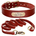 Collier et laisse en cuir sur mesure pour chien - Red Set / M