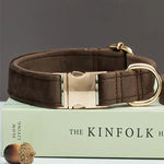 Collier et laisse en velours pour chien - Chocolate Collar / S