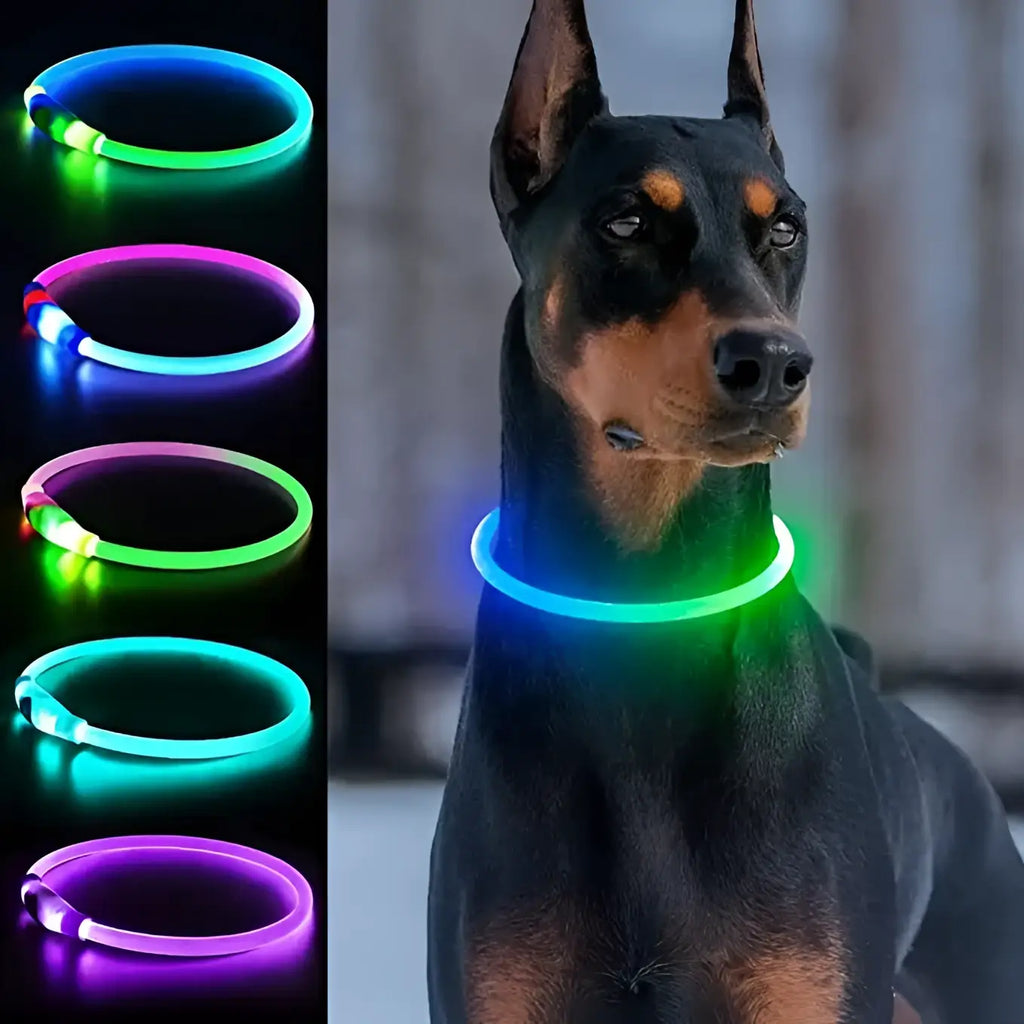 New Led Luminous Dog Collar PVC Waterproof For Large Medium Small Dogs Collar Usb Light Night Safety Pet Glowing